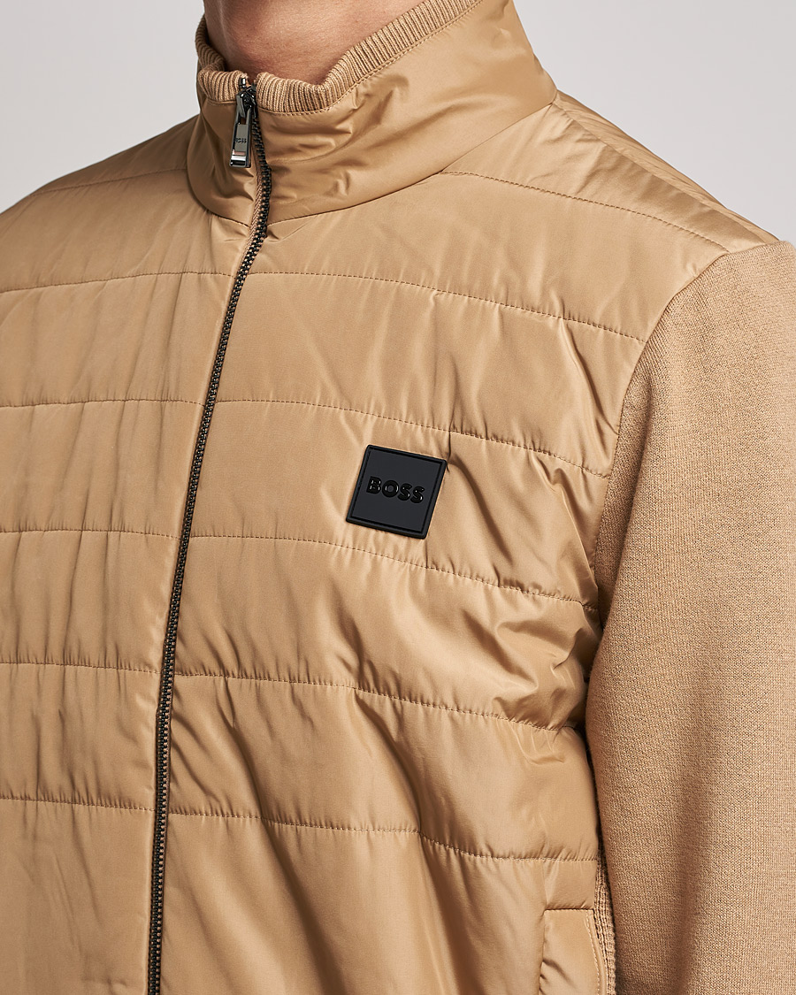 Uomini | Maglieria | BOSS BLACK | BOSS Lavando Hybrid Full Zip Medium Beige