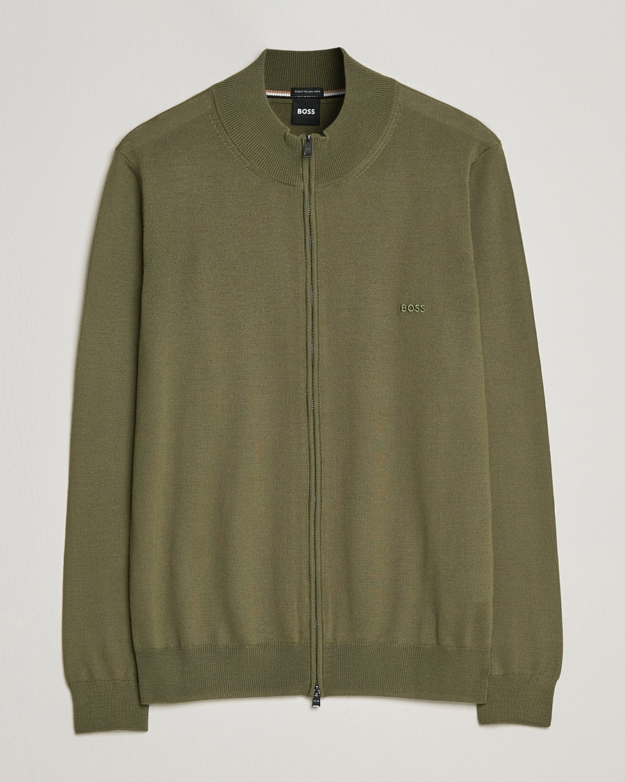 Uomini | Maglieria | BOSS BLACK | Balonso Full Zip Sweater Open Green