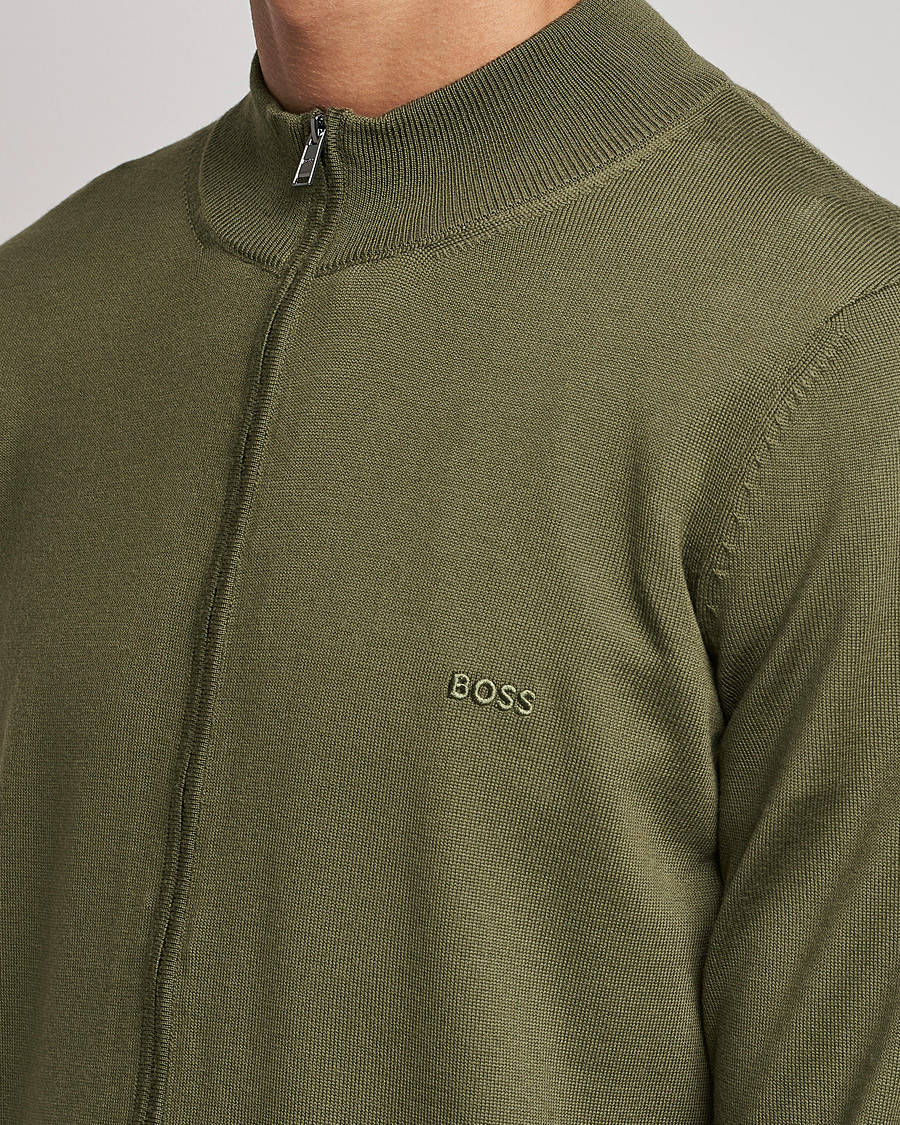 Uomini | Maglieria | BOSS BLACK | Balonso Full Zip Sweater Open Green