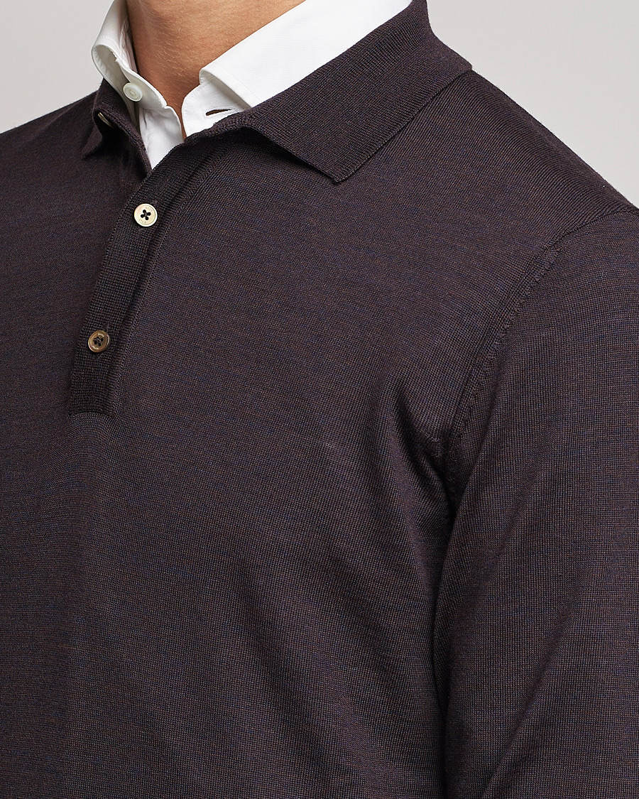 Uomini | Maglieria | BOSS BLACK | Lancione Merino Knitted Polo Medium Brown
