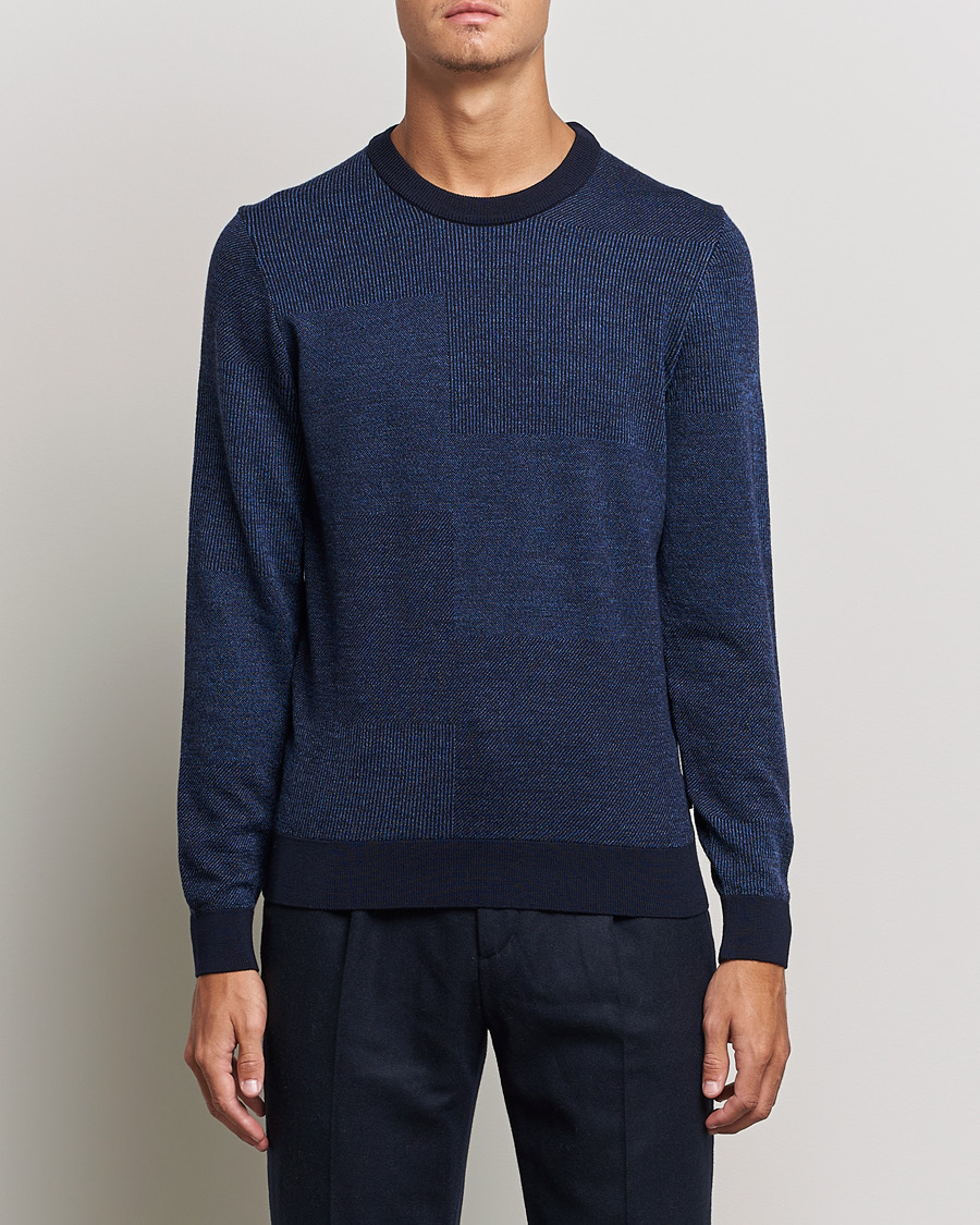 Uomini | Maglieria | BOSS BLACK | Leugenio Strucktured Block Sweater Dark Blue