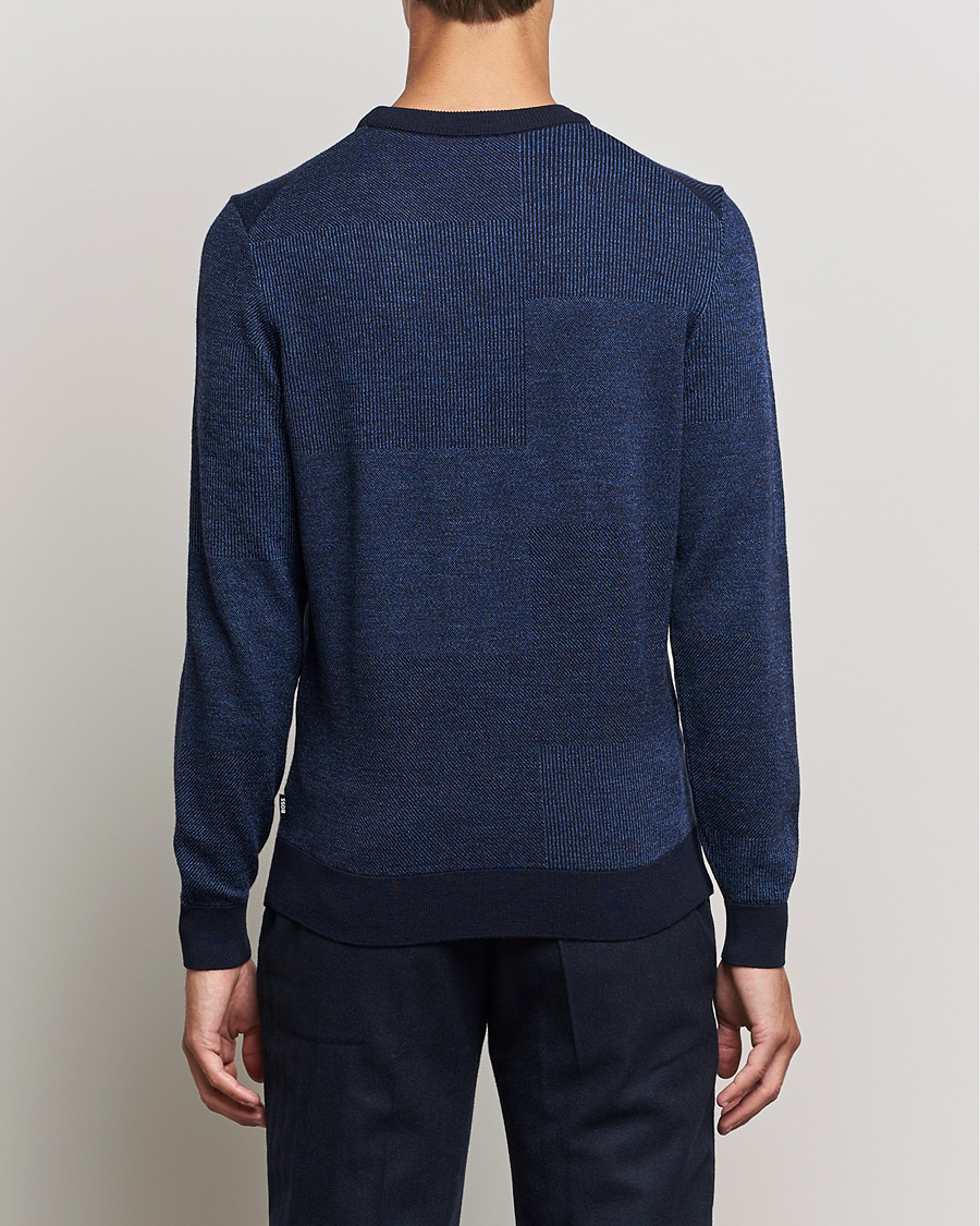 Uomini | Maglieria | BOSS BLACK | Leugenio Strucktured Block Sweater Dark Blue