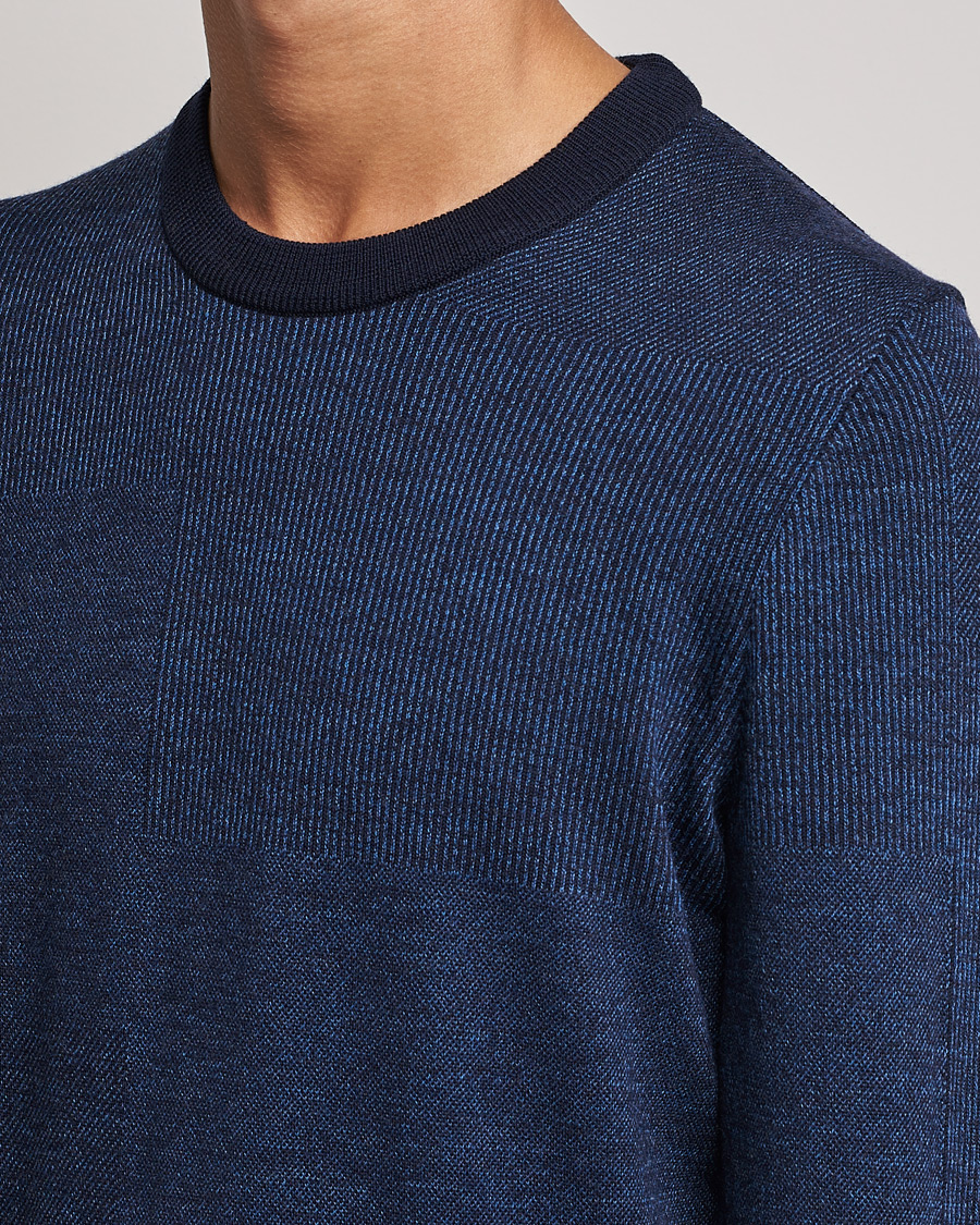 Uomini | Maglieria | BOSS BLACK | Leugenio Strucktured Block Sweater Dark Blue