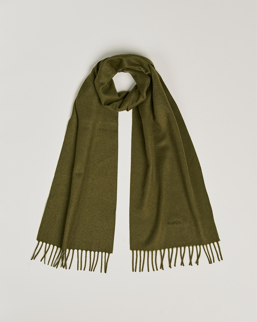 Uomini | Scottas Cashmere Scarf Open Green | BOSS BLACK | Scottas Cashmere Scarf Open Green