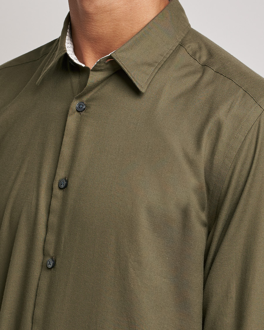 Uomini | Camicie | BOSS BLACK | Liam Flannel Shirt Open Green