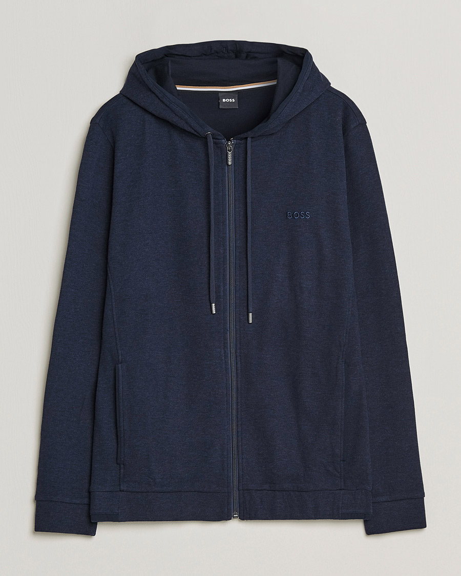 Uomini | Maglieria | BOSS BLACK | Cashmere Full Zip Hoodie Dark Blue