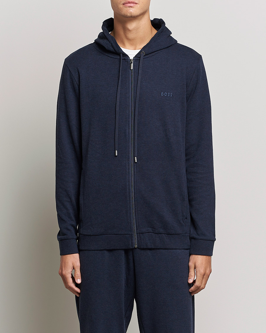 Uomini | Maglieria | BOSS BLACK | Cashmere Full Zip Hoodie Dark Blue