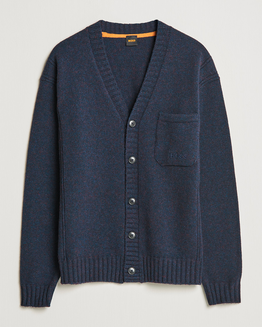 Uomini | Maglieria | BOSS ORANGE | BOSS Casual Kouzzle Knitted Cardigan Dark Blue