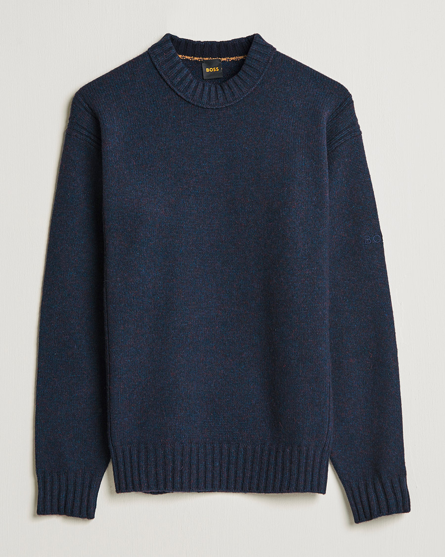 Uomini | Maglieria | BOSS ORANGE | BOSS Casual Ashetland Knitted Sweater Dark Blue