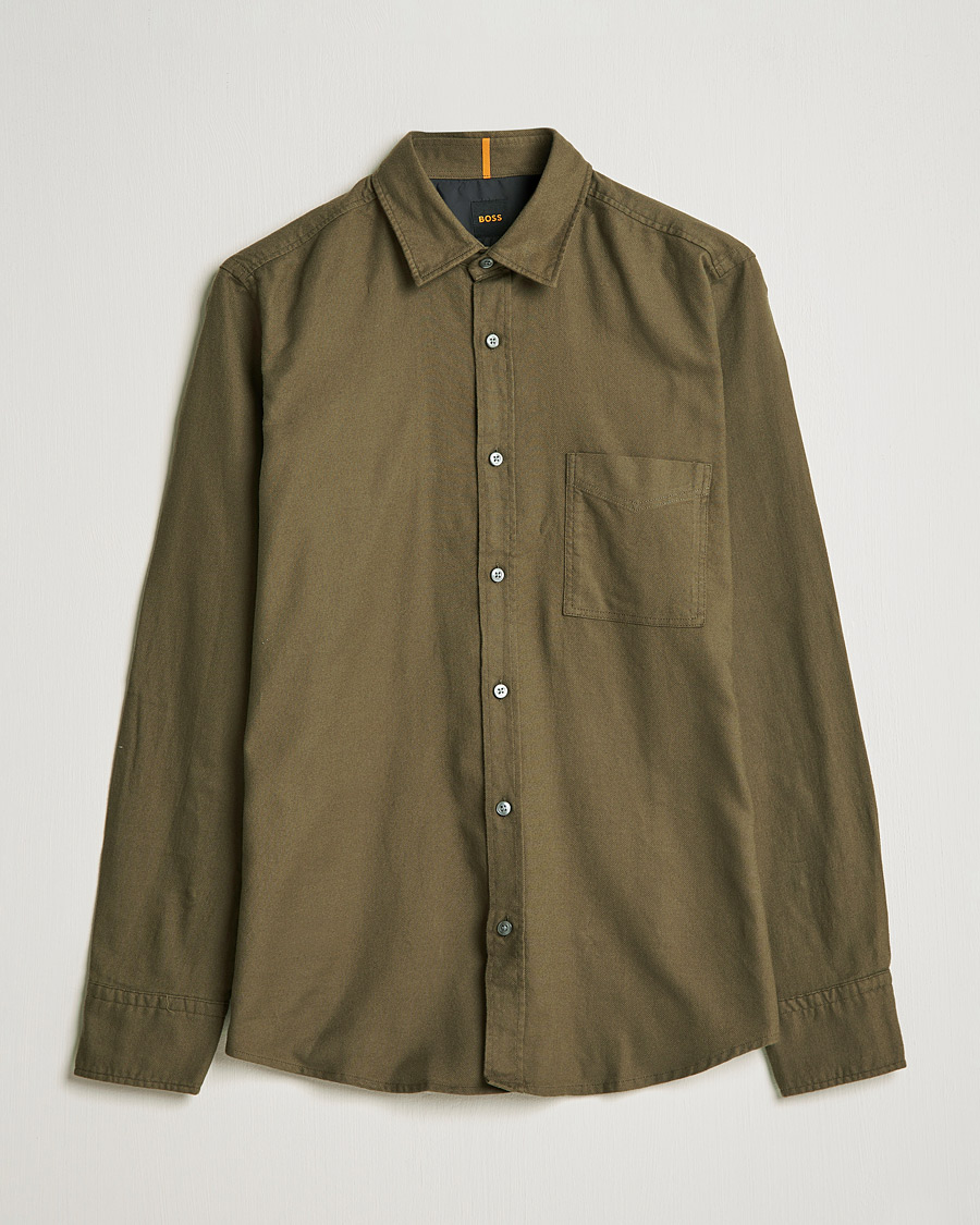Uomini | Camicie | BOSS ORANGE | Relegant Flannel Shirt Dark Green