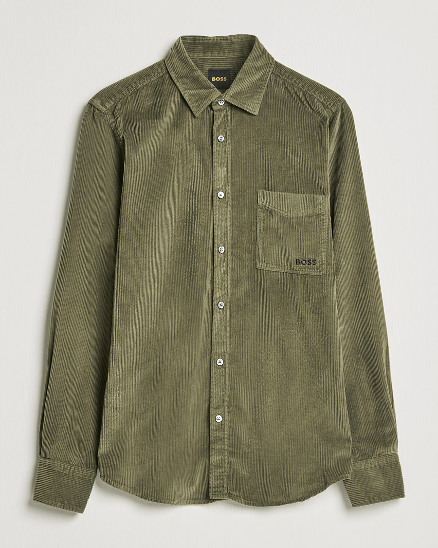 Uomini | Camicie | BOSS ORANGE | Relegant Corduroy Shirt Dark Green