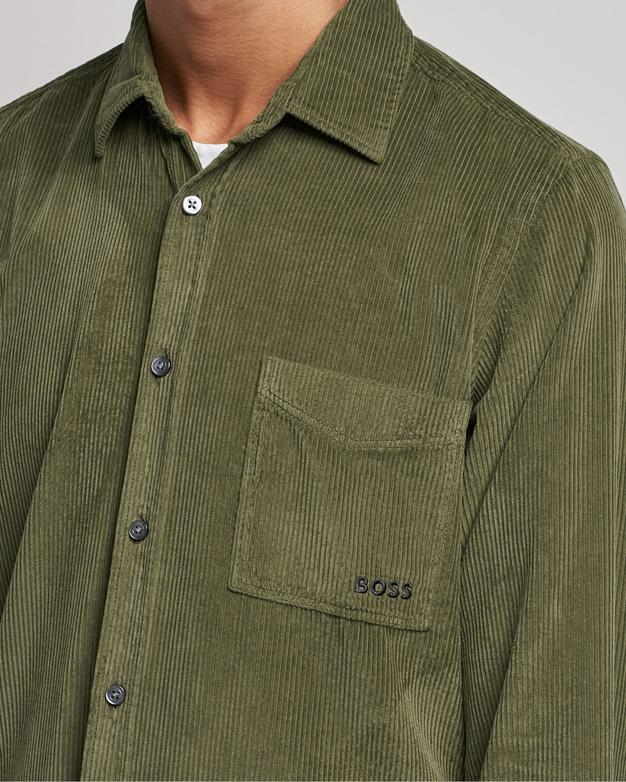 Uomini | Camicie | BOSS ORANGE | Relegant Corduroy Shirt Dark Green
