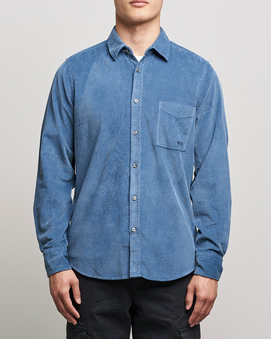 Uomini | Camicie | BOSS ORANGE | Relegant Corduroy Shirt Bright Blue