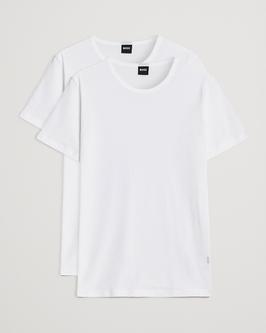 Uomini | T-shirt | BOSS BLACK | 2-Pack Crew Neck Slim Fit T-Shirt White