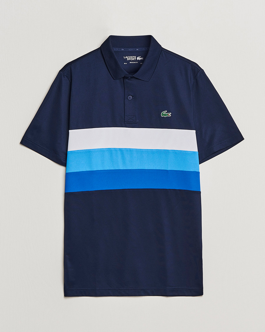 Uomini | Polo | Lacoste Sport | Performance Striped Polo Navy Blue