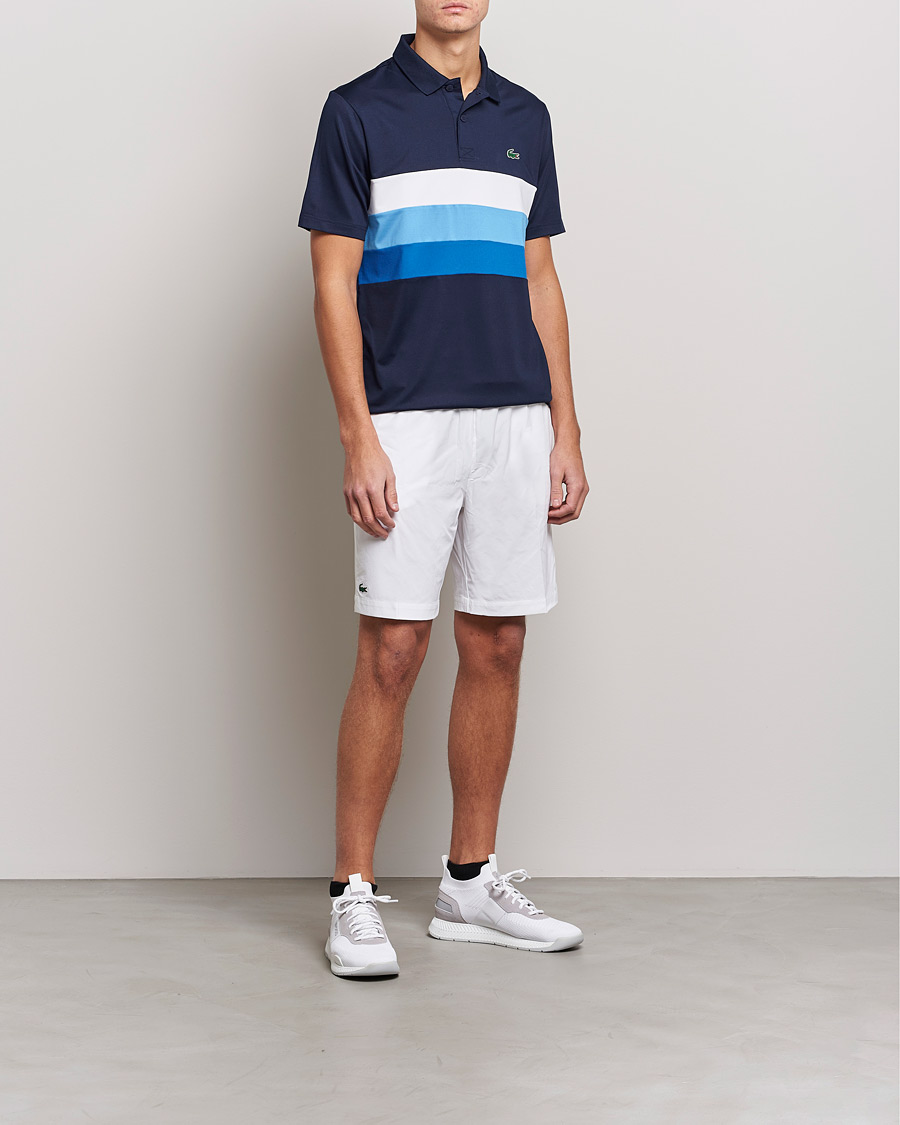 Uomini | Polo | Lacoste Sport | Performance Striped Polo Navy Blue