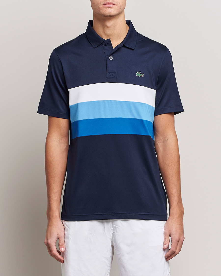 Uomini | Polo | Lacoste Sport | Performance Striped Polo Navy Blue