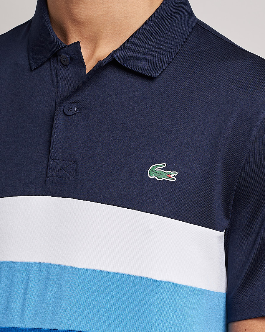 Uomini | Polo | Lacoste Sport | Performance Striped Polo Navy Blue