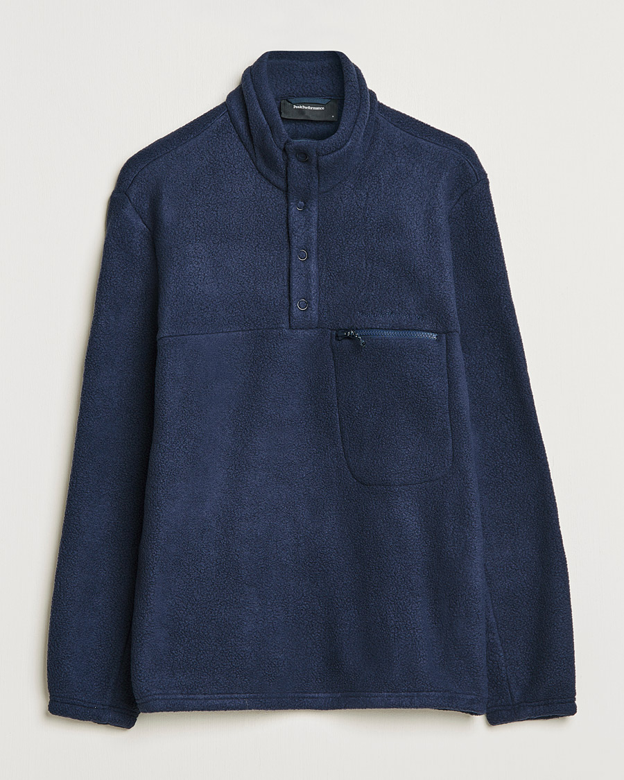 Uomini | Maglieria | Peak Performance | Fleece Snap T-Neck Blue Shadow