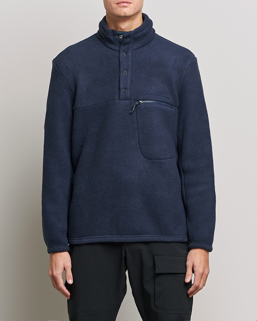 Uomini | Maglieria | Peak Performance | Fleece Snap T-Neck Blue Shadow