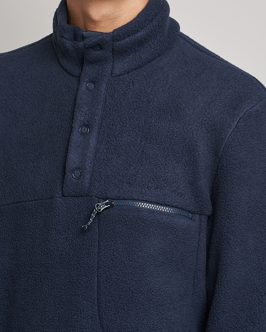 Uomini | Maglieria | Peak Performance | Fleece Snap T-Neck Blue Shadow