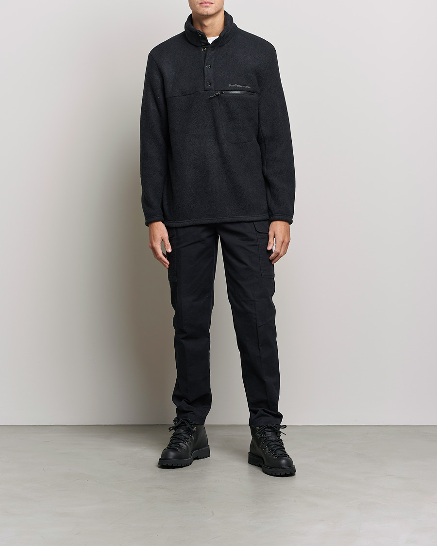 Uomini | Maglieria | Peak Performance | Fleece Snap T-Neck Black