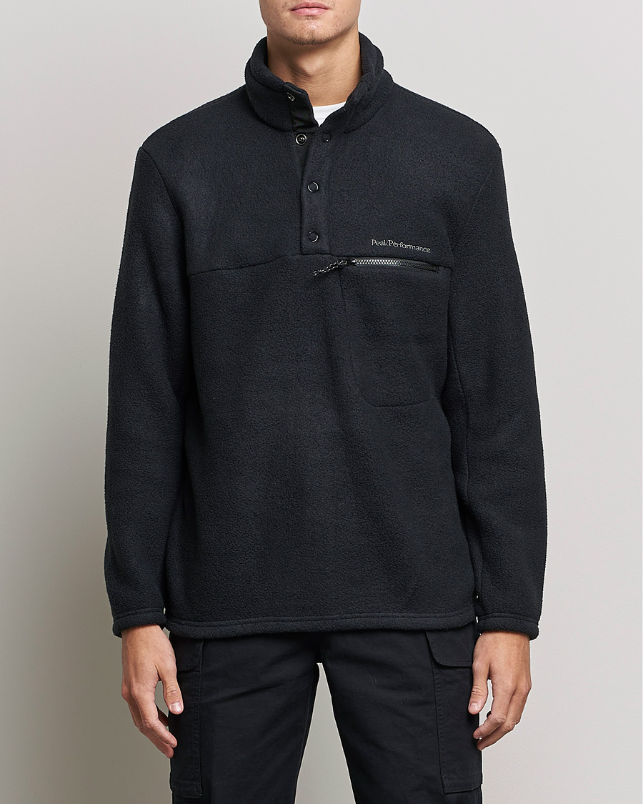 Uomini | Maglieria | Peak Performance | Fleece Snap T-Neck Black