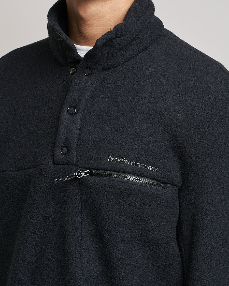Uomini | Maglieria | Peak Performance | Fleece Snap T-Neck Black