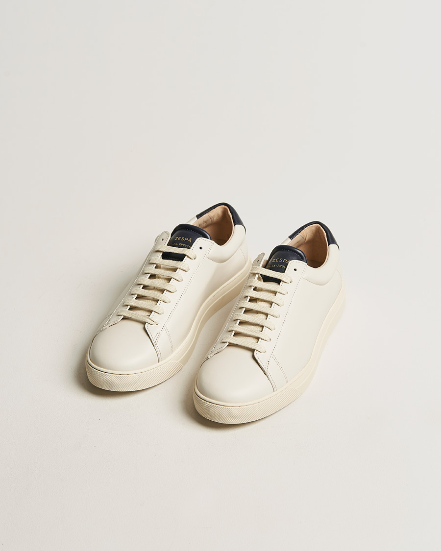 Uomini | Zespà ZSP4 Nappa Leather Sneakers Off White/Navy | Zespà | ZSP4 Nappa Leather Sneakers Off White/Navy