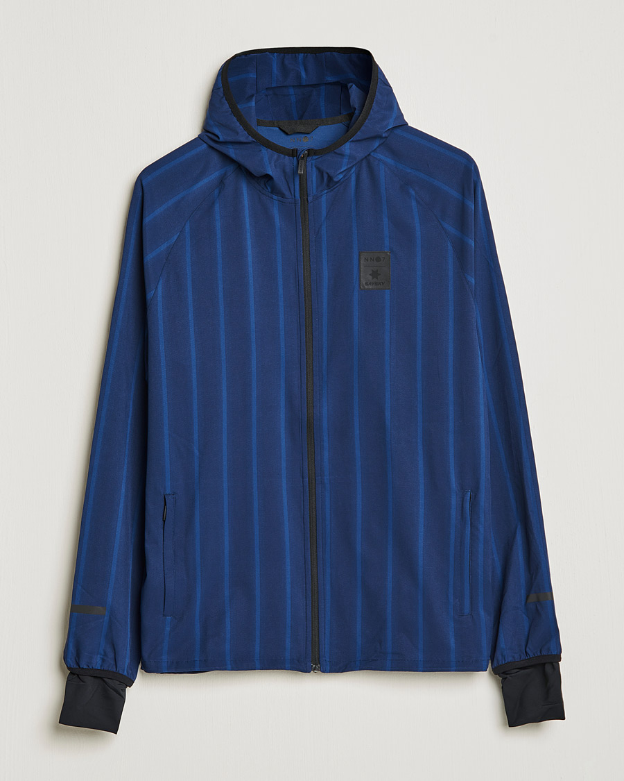 Uomini | Maglieria | NN07 | Pace Hooded Running Jacket Navy Stripe