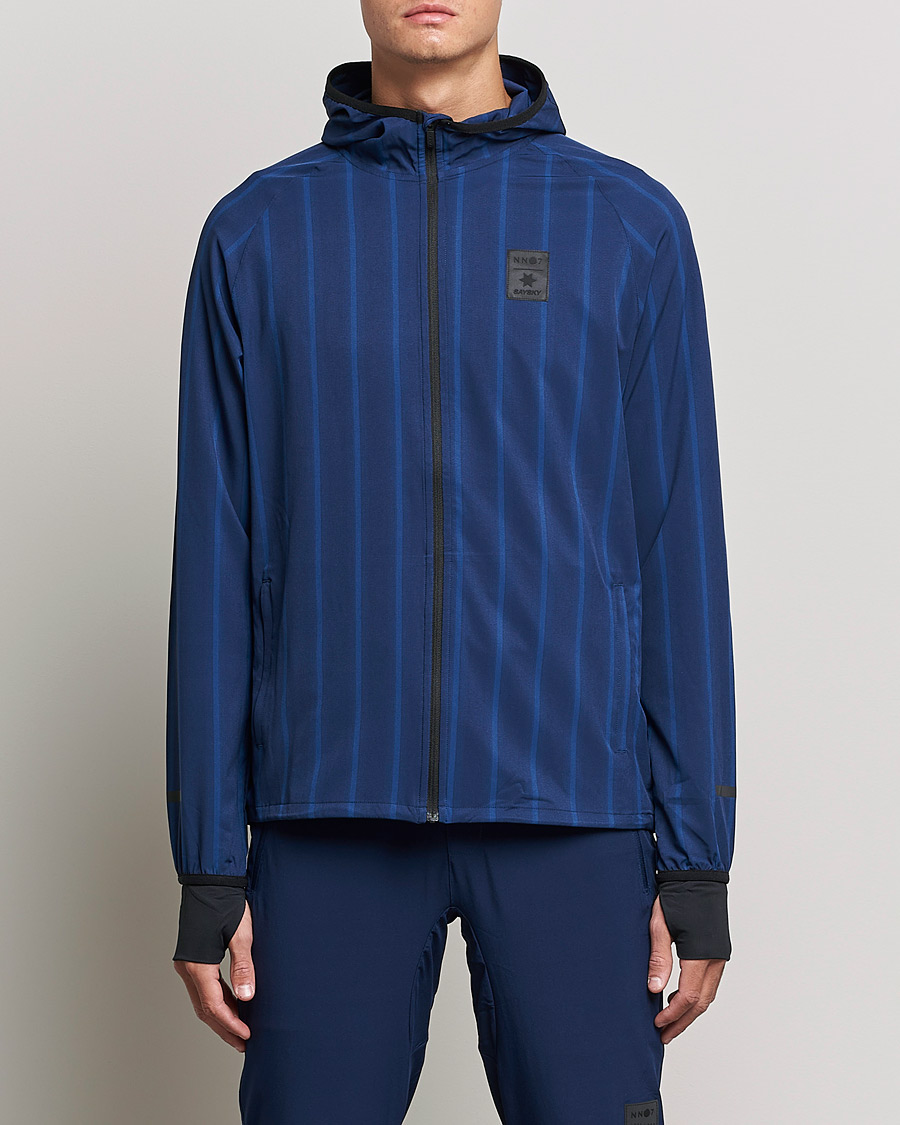Uomini | Maglieria | NN07 | Pace Hooded Running Jacket Navy Stripe