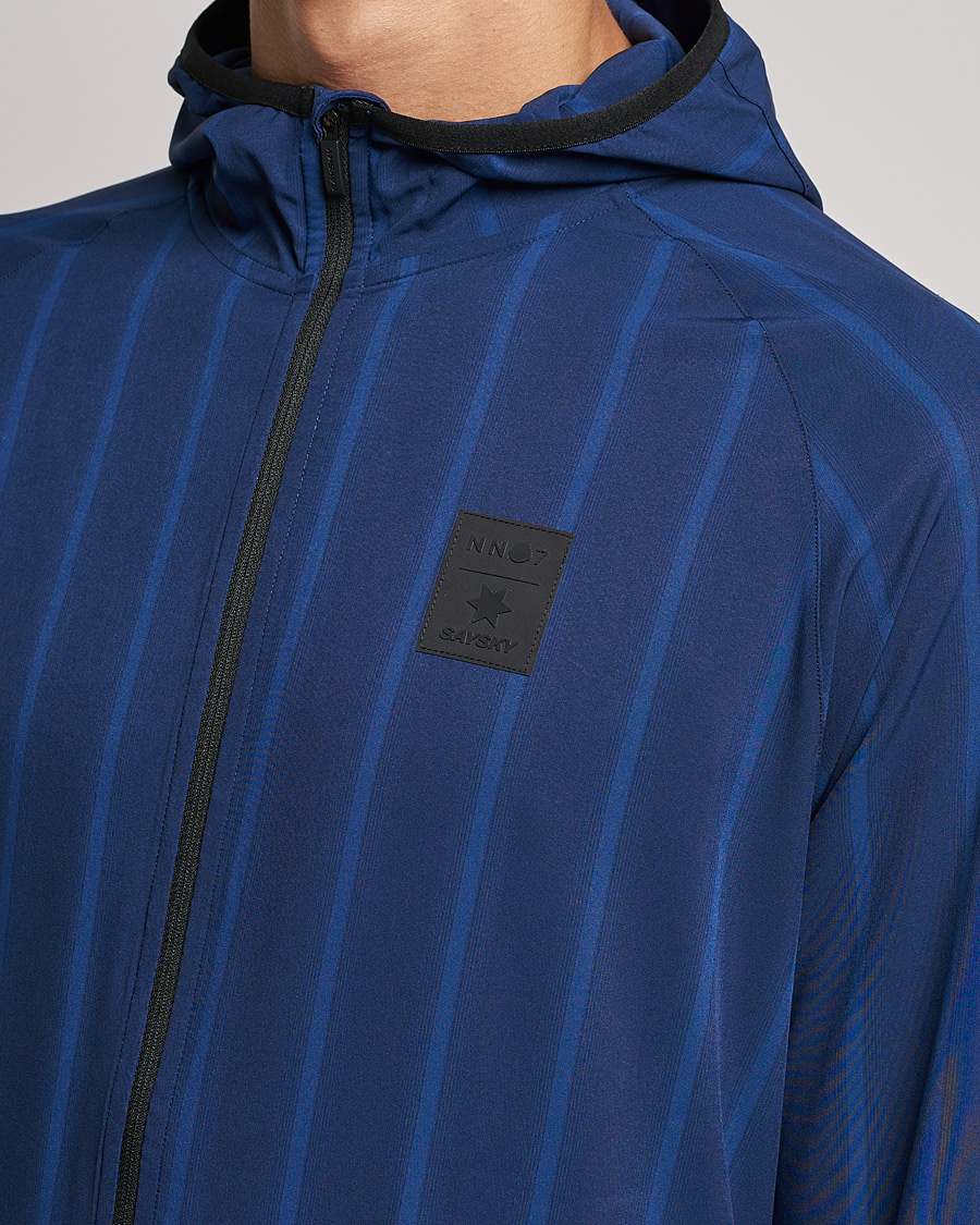 Uomini | Maglieria | NN07 | Pace Hooded Running Jacket Navy Stripe