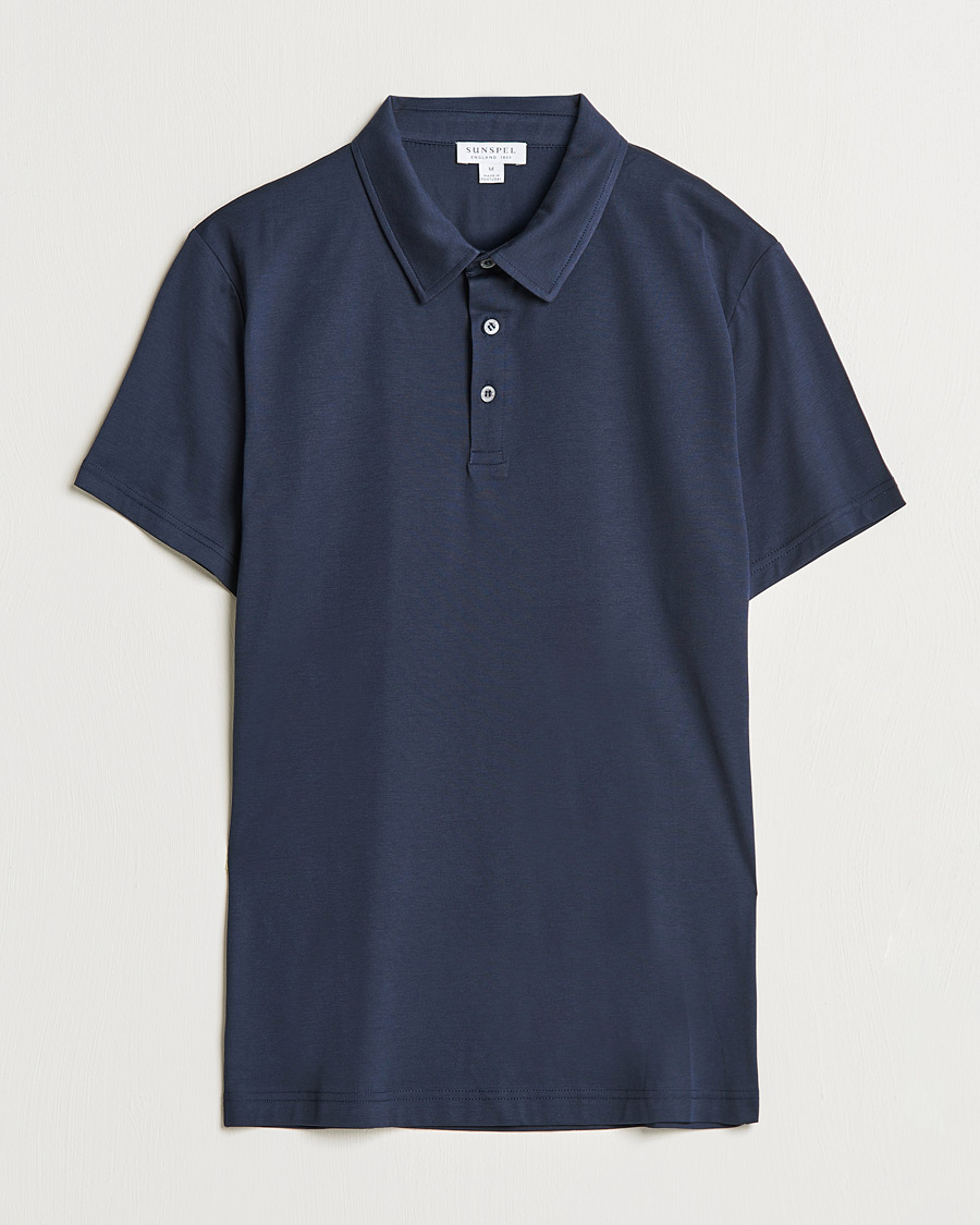 Uomini | Polo | Sunspel | Cotton Jersey Polo Navy