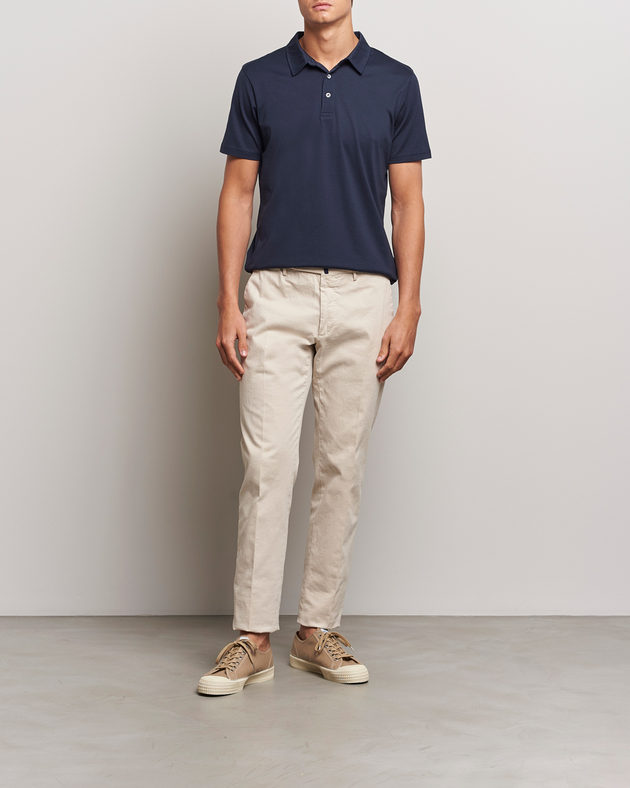 Uomini | Polo | Sunspel | Cotton Jersey Polo Navy