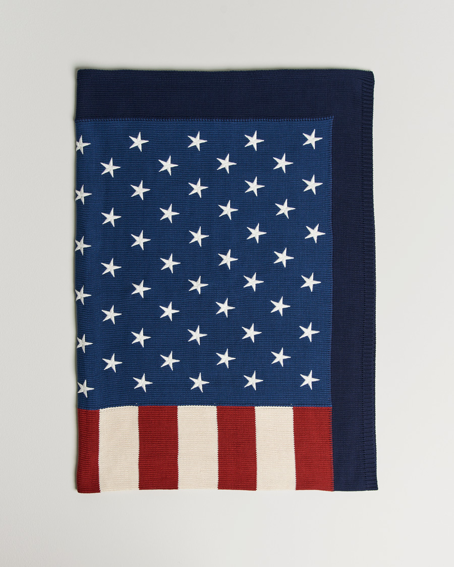 Uomini | Ralph Lauren Home RL Flag 54x72 Cotton Throw Navy | Ralph Lauren Home | RL Flag 54x72 Cotton Throw Navy