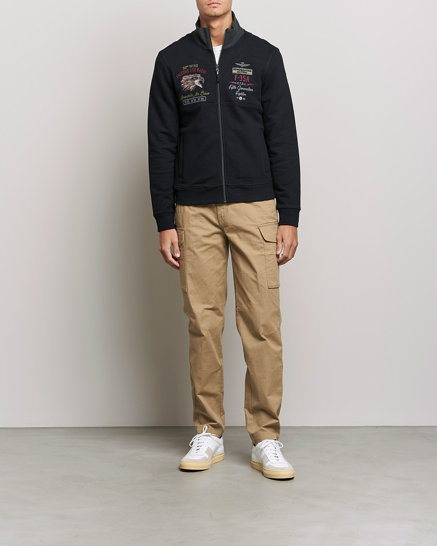 Uomini | Maglieria | Aeronautica Militare | Full Zip Sweatshirt Jet Black