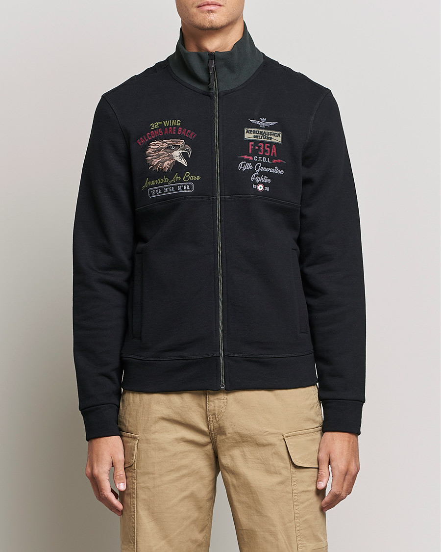 Uomini | Maglieria | Aeronautica Militare | Full Zip Sweatshirt Jet Black