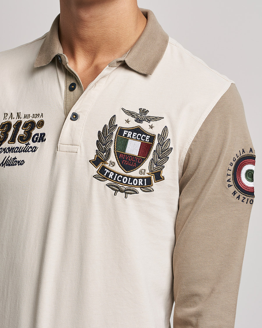 Uomini | Maglieria | Aeronautica Militare | Long Sleeve Logo Polo Tortora