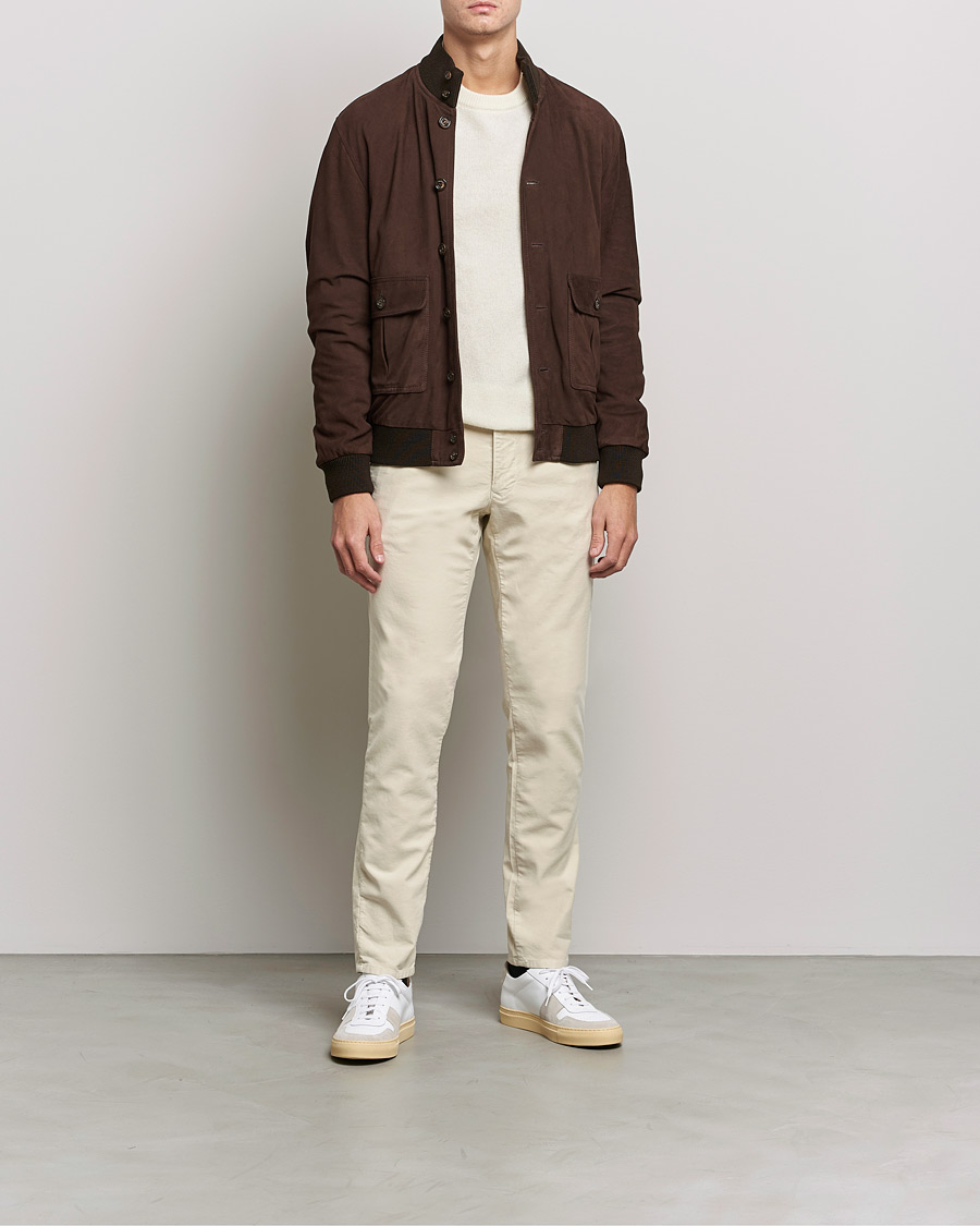 Uomini | Pantaloni | Incotex | Slim Fit Vintage Moleskine Slacks Light Beige