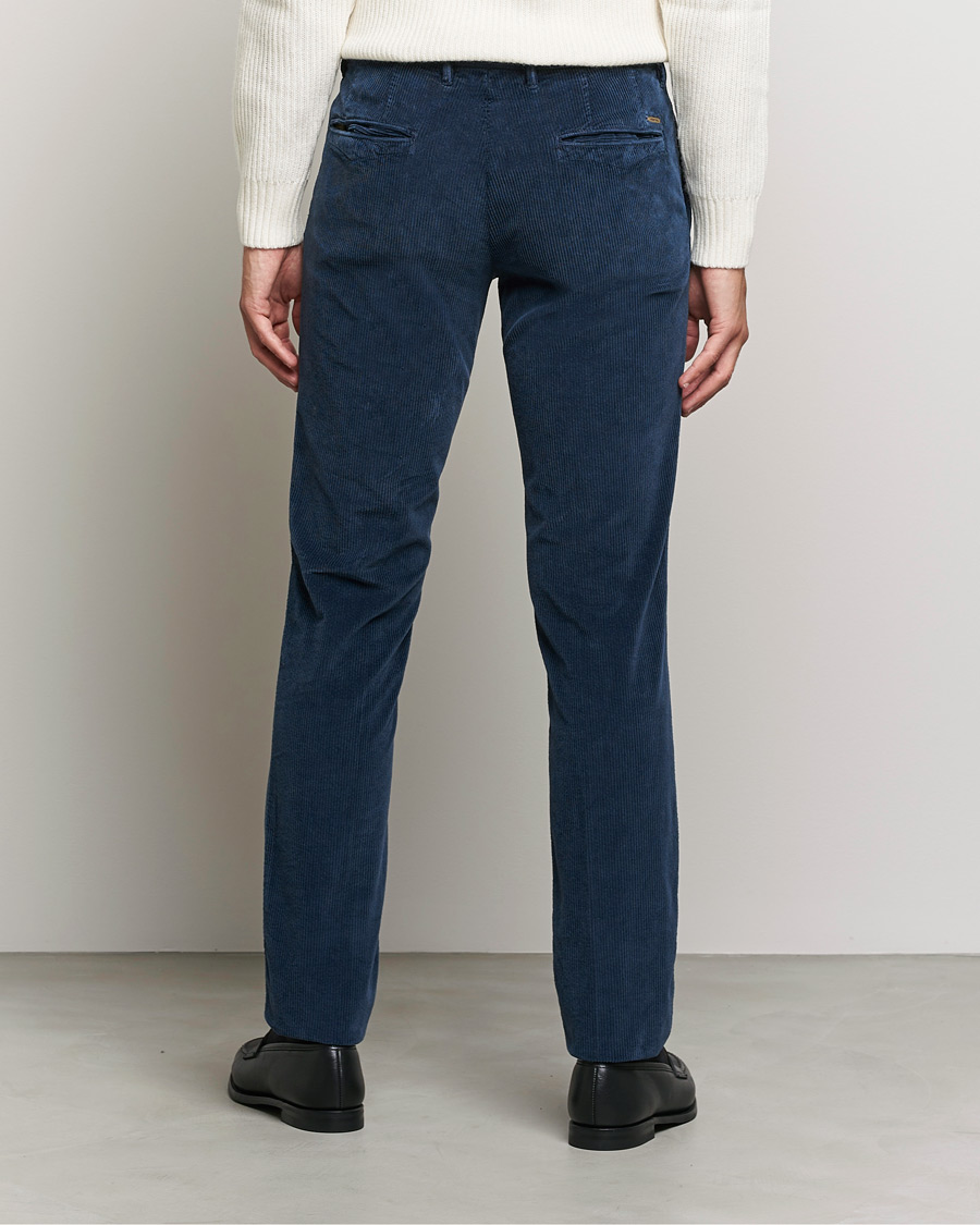 Uomini | Pantaloni | Incotex | Slim Fit Leisure Cord Slacks Dark Blue