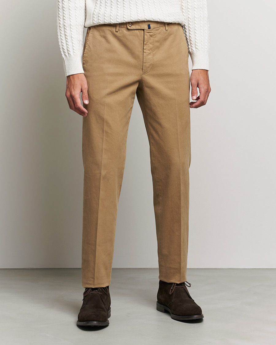 Uomini | Pantaloni | Incotex | Regular Fit Cotton Stretch Chinos Beige