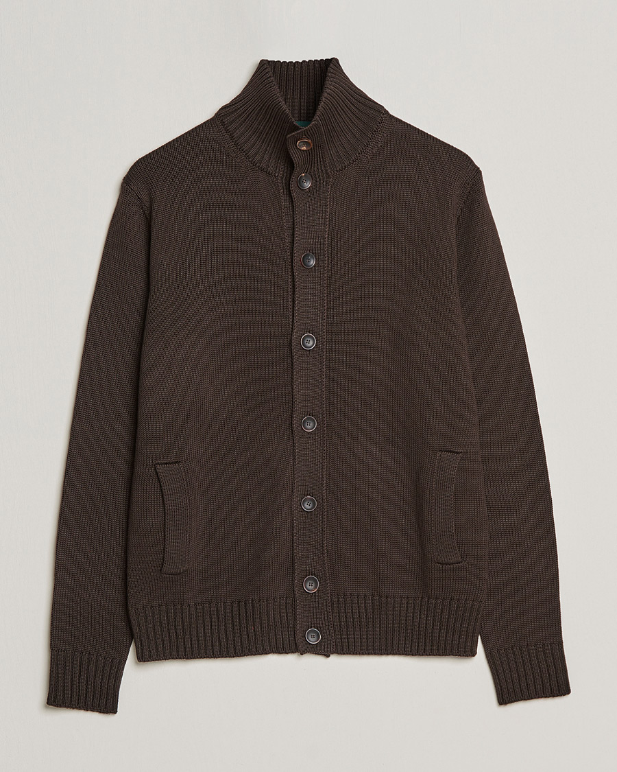 Uomini | Maglieria | Zanone | Virgin Merino Wool Chioto Cardigan Dark Brown
