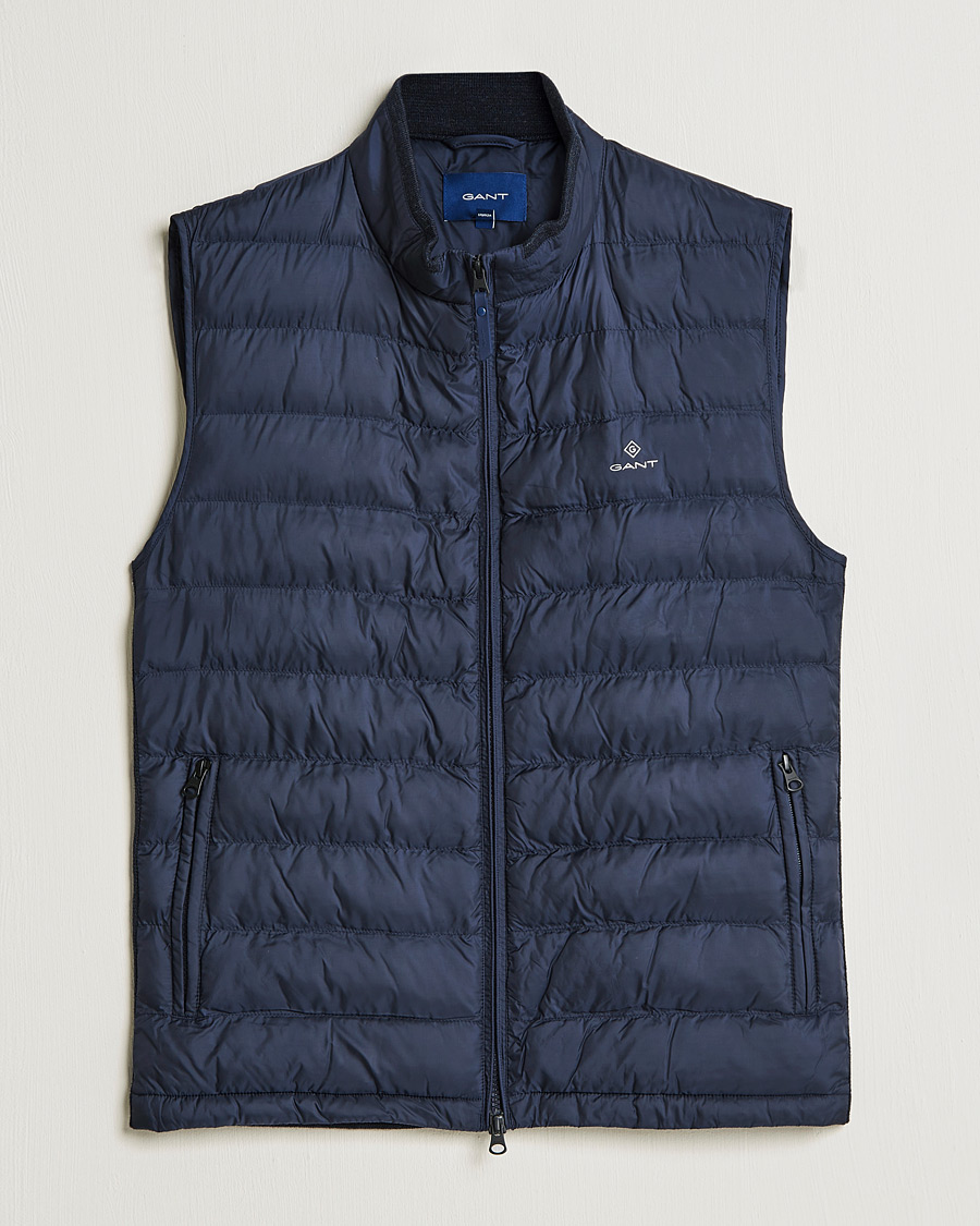 Uomini | Giacche | GANT | Mixed Media Light Padded Gilet Evening Blue