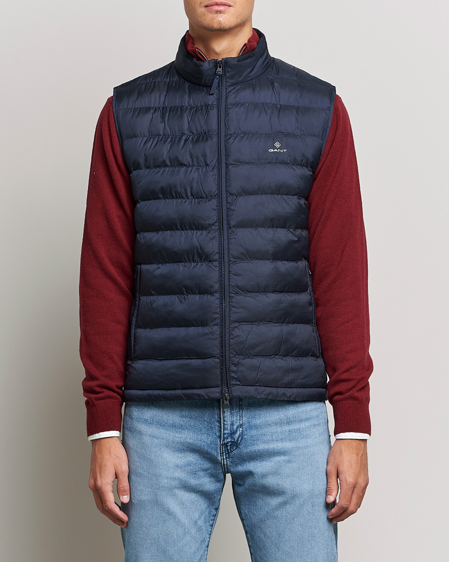 Uomini | Giacche | GANT | Mixed Media Light Padded Gilet Evening Blue