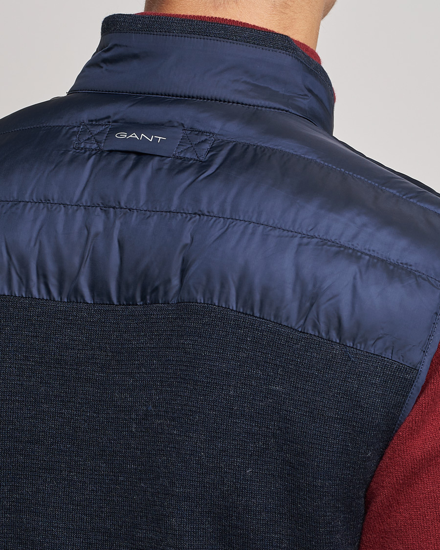 Uomini | Giacche | GANT | Mixed Media Light Padded Gilet Evening Blue