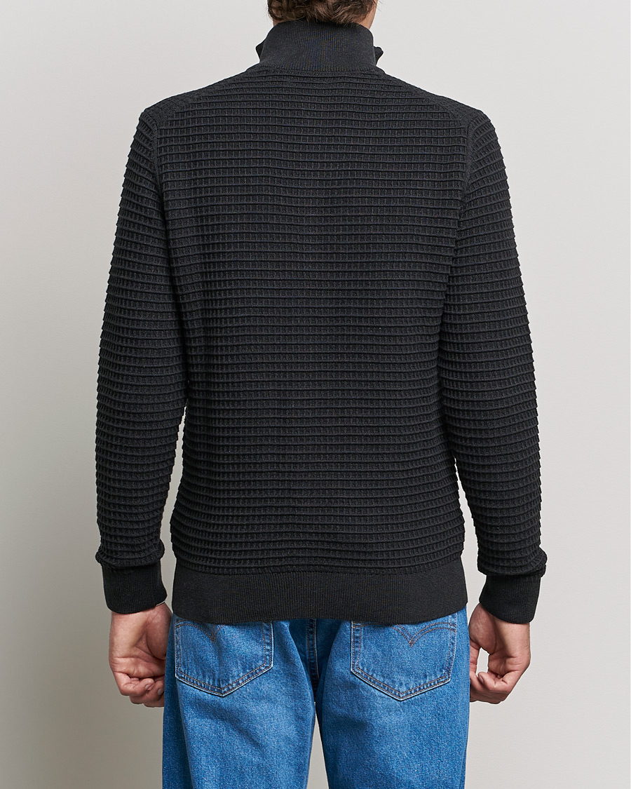Uomini | Maglieria | Gant | Cotton Texture Full Zip Dark Charcoal Melange