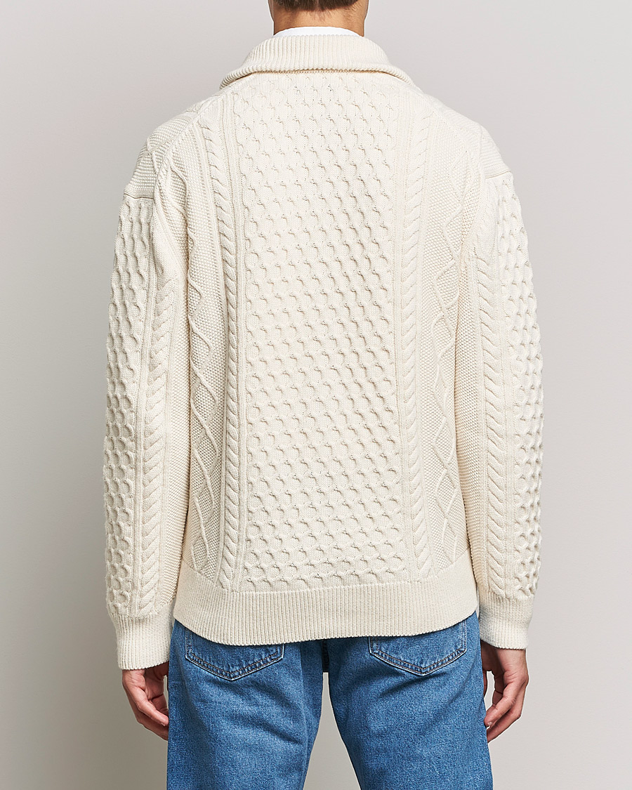 Uomini | Maglieria | Gant | Aran Structured Full Zip Cream
