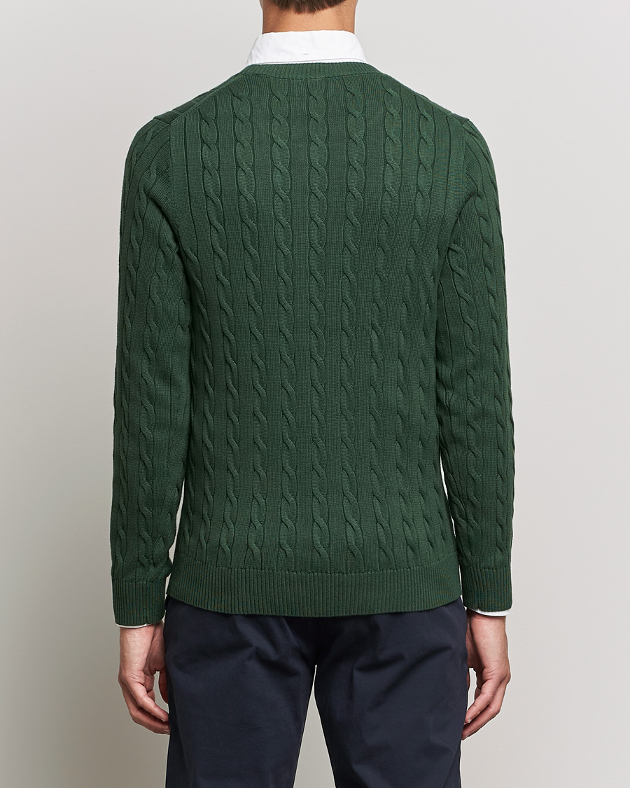 Uomini | Maglieria | GANT | Cotton Cable Crew Neck Pullover Storm Green