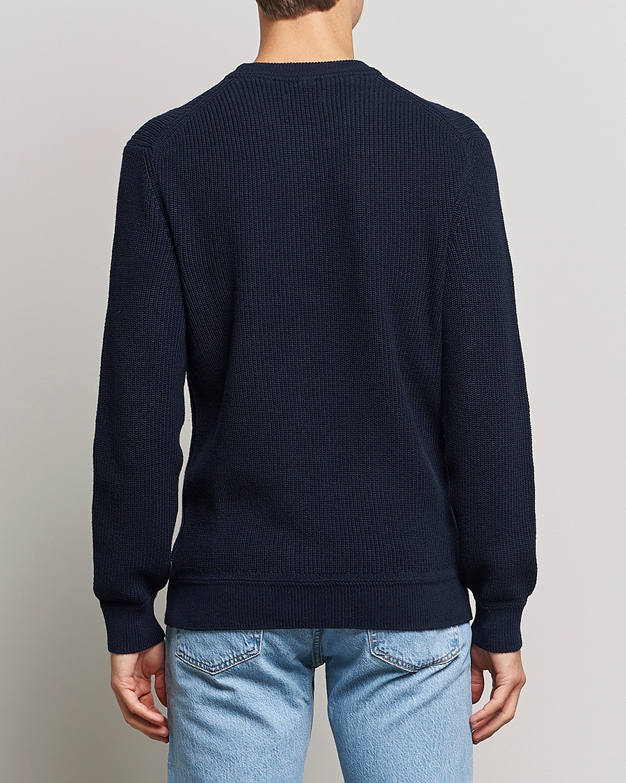 Uomini | Maglieria | GANT | Cotton/Wool Ribbed Sweater Evening Blue
