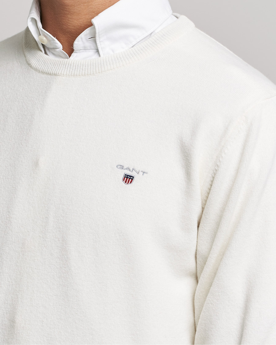 Uomini | Maglieria | GANT | Lambswool Crew Neck Pullover Cream